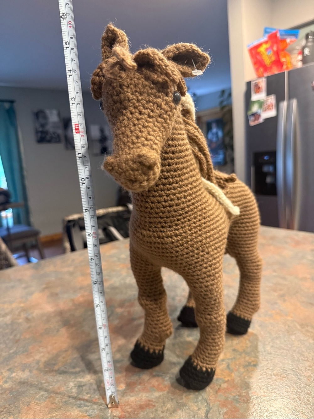 Hand-Crocheted Brown Horse Plush with Cream Mane